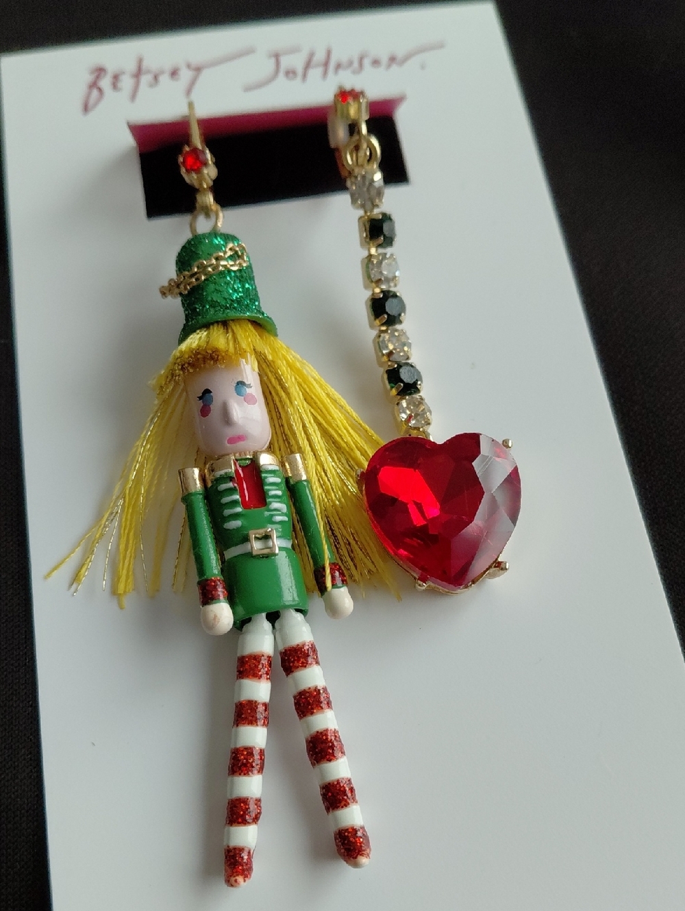 BETSEY JOHNSON NUTCRACKER MISMATCH EARRINGS - Picture 4 of 4